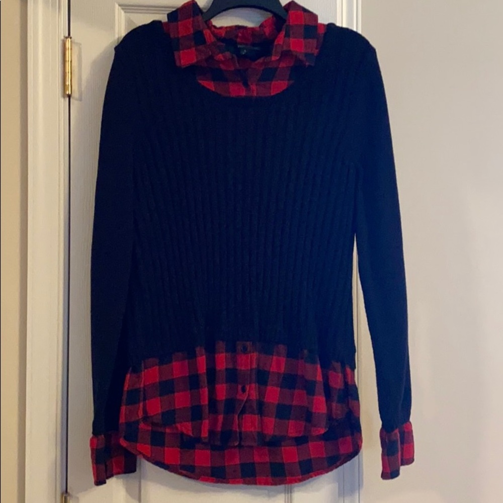 Style and Co Sweater with Flannel Underlay